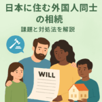 日本に住む外国人夫婦が相続について相談している様子