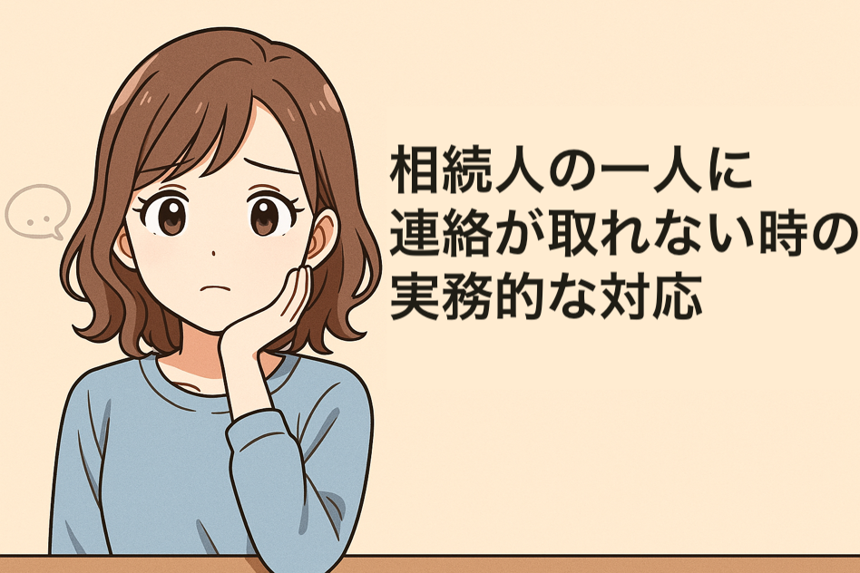 相続人と連絡が取れず困っている家族が行政書士に相談している様子(比企郡・川越・大宮対応)